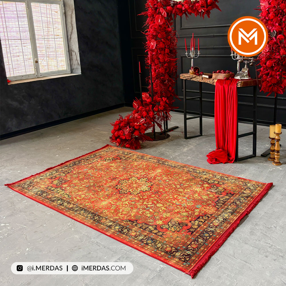 فرش کهنه نما کد 25TT0090 زمینه لاکی